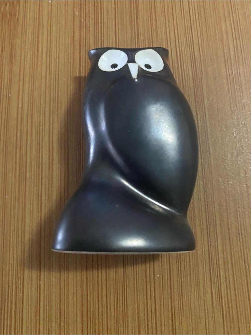 Vintage 1970s Porta Celi Black Ceramic Miniature Owl by Vicente Agulló Spain